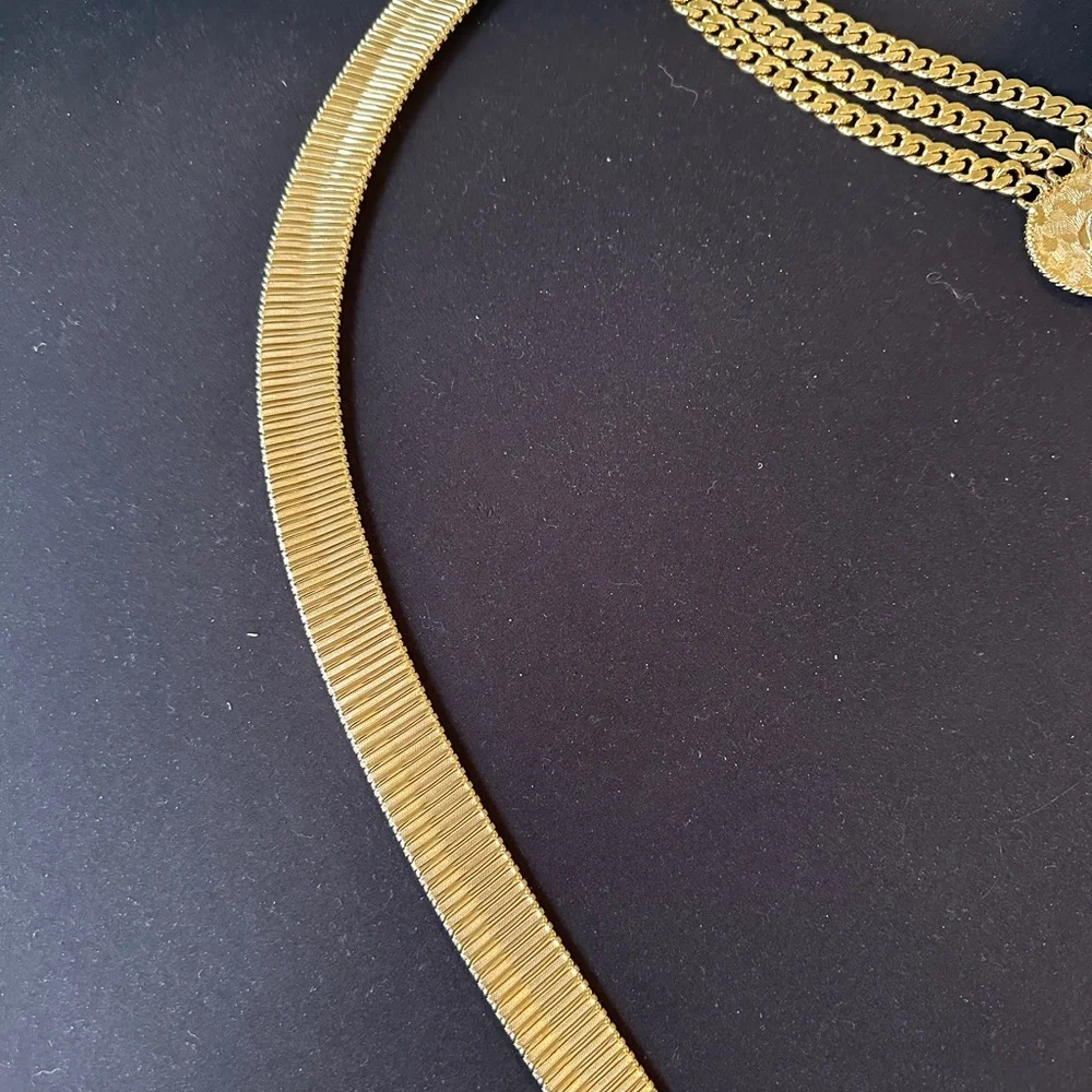 Vintage Metal Belt Gold Tone Disco 1980s Runway Rare